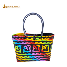Load image into Gallery viewer, PENAN WOMEN PROJECT Everyday Tote Bag Light Rainbow Black Base