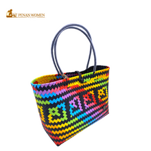 Load image into Gallery viewer, PENAN WOMEN PROJECT Everyday Tote Bag Light Rainbow Black Base