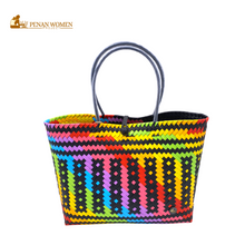 Load image into Gallery viewer, PENAN WOMEN PROJECT Everyday Tote Bag Light Rainbow Black Base