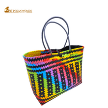 Load image into Gallery viewer, PENAN WOMEN PROJECT Everyday Tote Bag Light Rainbow Black Base