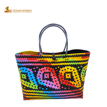 Load image into Gallery viewer, PENAN WOMEN PROJECT Everyday Tote Bag Light Rainbow Black Base