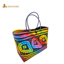 Load image into Gallery viewer, PENAN WOMEN PROJECT Everyday Tote Bag Light Rainbow Black Base
