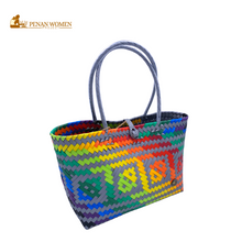 Load image into Gallery viewer, PENAN WOMEN PROJECT Everyday Tote Bag Bright Rainbow Grey Base
