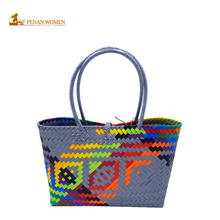 Load image into Gallery viewer, PENAN WOMEN PROJECT Everyday Tote Bag Bright Rainbow Grey Base
