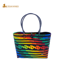 Load image into Gallery viewer, PENAN WOMEN PROJECT Everyday Tote Bag Bright Rainbow Black Base
