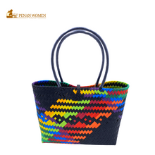 Load image into Gallery viewer, PENAN WOMEN PROJECT Everyday Tote Bag Bright Rainbow Black Base
