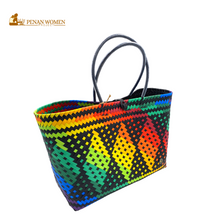 Load image into Gallery viewer, PENAN WOMEN PROJECT Everyday Tote Bag Bright Rainbow Black Base
