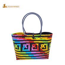 Load image into Gallery viewer, PENAN WOMEN PROJECT Everyday Tote Bag Light Rainbow Black Base
