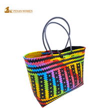 Load image into Gallery viewer, PENAN WOMEN PROJECT Everyday Tote Bag Light Rainbow Black Base
