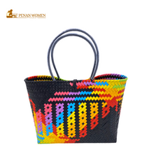 Load image into Gallery viewer, PENAN WOMEN PROJECT Everyday Tote Bag Light Rainbow Black Base
