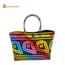 Load image into Gallery viewer, PENAN WOMEN PROJECT Everyday Tote Bag Light Rainbow Black Base
