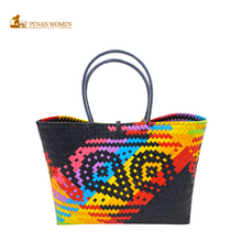 Load image into Gallery viewer, PENAN WOMEN PROJECT Everyday Tote Bag Light Rainbow Black Base
