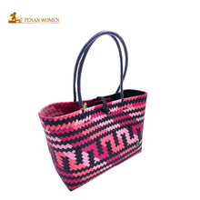 Load image into Gallery viewer, PENAN WOMEN PROJECT Everyday Tote Bag Pink Combo Black Base
