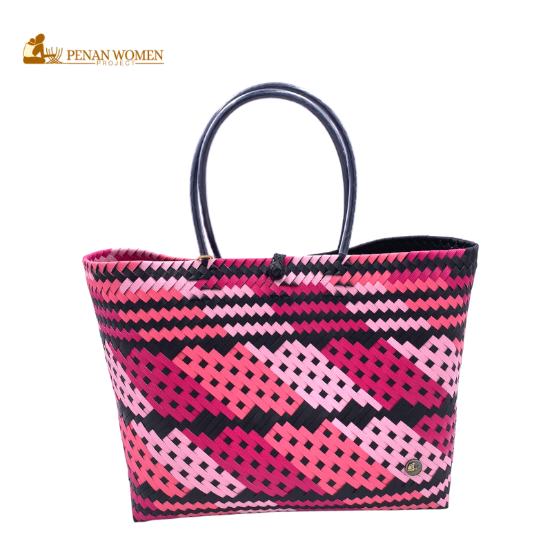 PENAN WOMEN PROJECT Everyday Tote Bag Pink Combo Black Base