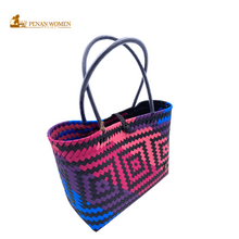 Load image into Gallery viewer, PENAN WOMEN PROJECT Everyday Tote Bag Blue Pink Combo Black Base
