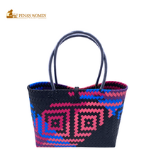 Load image into Gallery viewer, PENAN WOMEN PROJECT Everyday Tote Bag Blue Pink Combo Black Base
