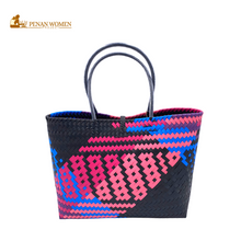 Load image into Gallery viewer, PENAN WOMEN PROJECT Everyday Tote Bag Blue Pink Combo Black Base
