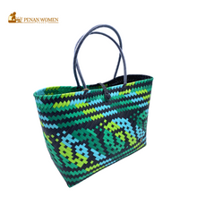 Load image into Gallery viewer, PENAN WOMEN PROJECT Everyday Tote Bag Green Combo Black Base
