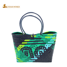 Load image into Gallery viewer, PENAN WOMEN PROJECT Everyday Tote Bag Green Combo Black Base
