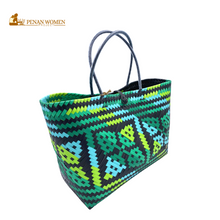 Load image into Gallery viewer, PENAN WOMEN PROJECT Everyday Tote Bag Green Combo Black Base
