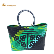 Load image into Gallery viewer, PENAN WOMEN PROJECT Everyday Tote Bag Green Combo Black Base
